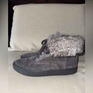 Women’s VINCE High Top Sneakers Size 11 Gray Suede w/ Fur